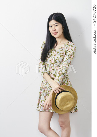 Portrait Asian woman summer with hat 54276720