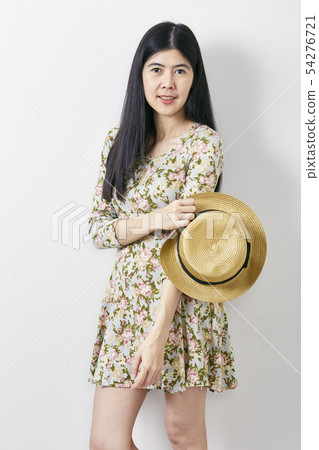 Portrait Asian woman summer with hat Portrait Asian woman summer with hat 54276721