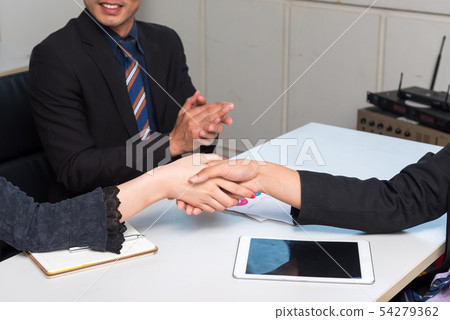 business handshake and teamwork for success and 54279362