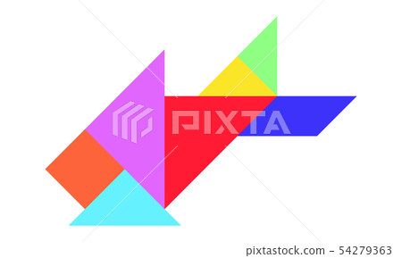 Color tangram puzzle in fish shape Color tangram puzzle in fish shape 54279363
