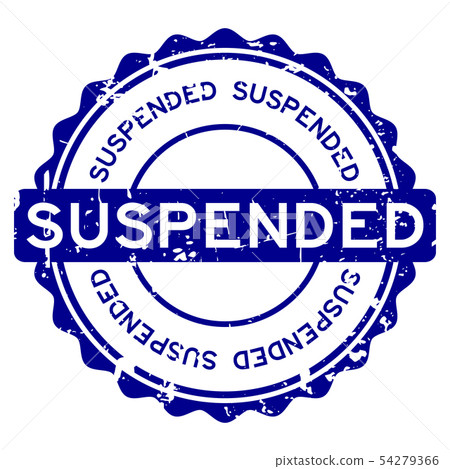 Grunge blue suspended round rubber seal stamp 54279366