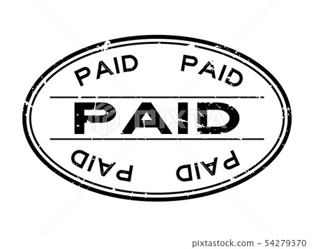 Grunge black paid word oval rubber seal stamp 54279370