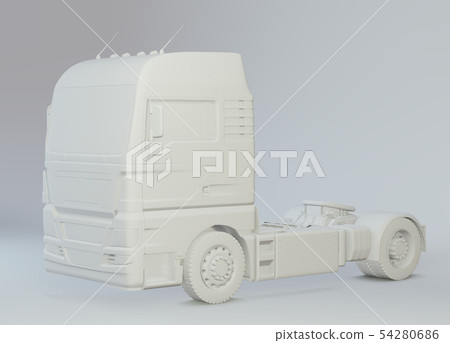 Large white truck. Shipping industry, logistics transportation and cargo freight transport. 3d Large white truck. Shipping industry, logistics transportation and cargo freight transport. 3d 54280686
