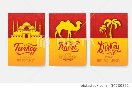 Set of Turkish flyer page ornament illustration concept. Art traditional, Islam, arabic, abstract 54280851