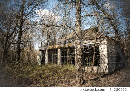 abandoned house in destroyed village of Kopachi Chernobyl zone, Ukraine abandoned house in destroyed village of Kopachi Chernobyl zone, Ukraine 54280912