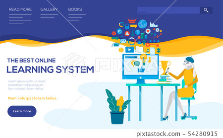 Distance learning system vector landing page template 54280915