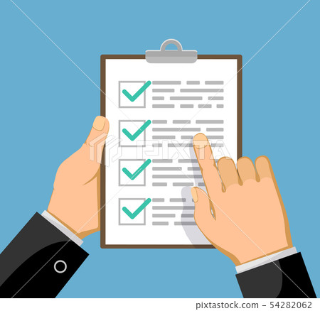 Businessman shows business plan or checklist with 54282062