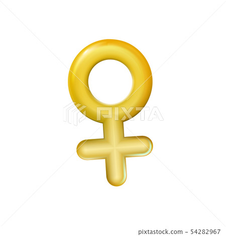Sign female gender, 3d icon. Simple gold pictogram 54282967