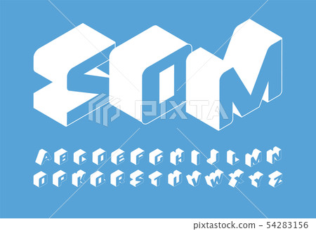 Isometry letters set. 3D isometric simple style vector latin alphabet. Font for infographic, web 54283156