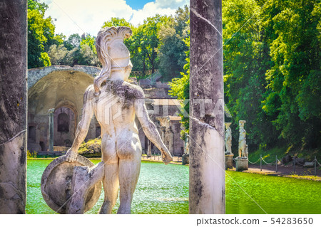 Canopo of Villa Adriana in Tivoli - Lazio - Italy the back of a statue with helmet and shield 54283650