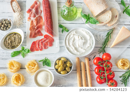 Assortment of Italian foods Assortment of Italian foods 54284123