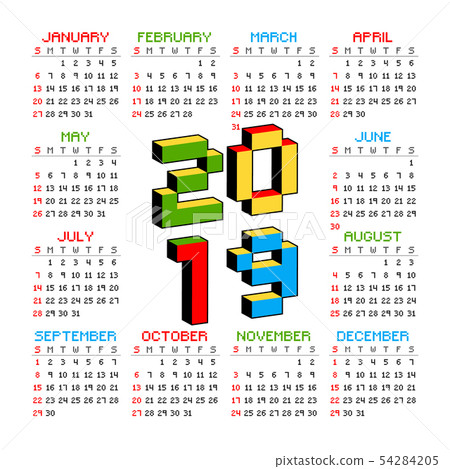 2019 calendar on a white background in style of 54284205