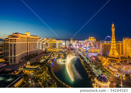 aerial Las Vegas at night 54284583