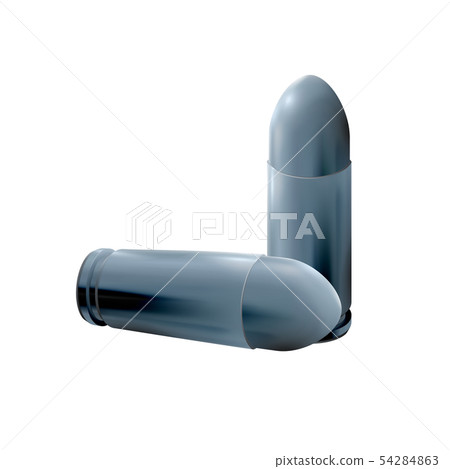 Two 3d metal or silver pistol cartridges Two 3d metal or silver pistol cartridges 54284863