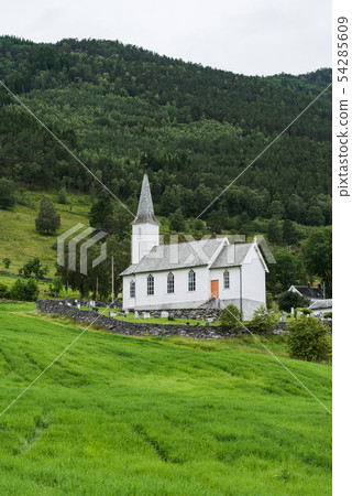White wooden church in Luste commune, Norway 54285609