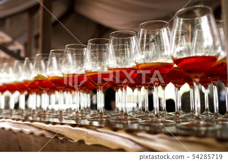 A lot of cocktails at the bar at the wedding 54285719