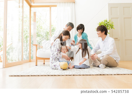 Three generations family, baby, living, home 54285738