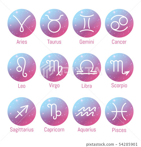 Zodiac signs icons horoscope symbols set vector Stock