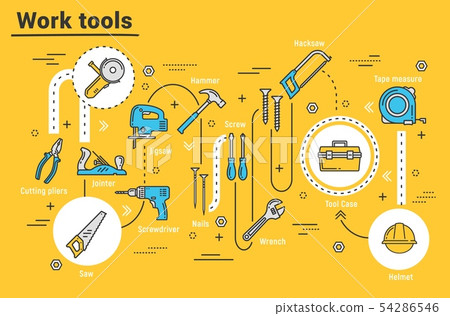 House repair tools, hummer, drill, pliers, toolbox House repair tools, hummer, drill, pliers, toolbox 54286546