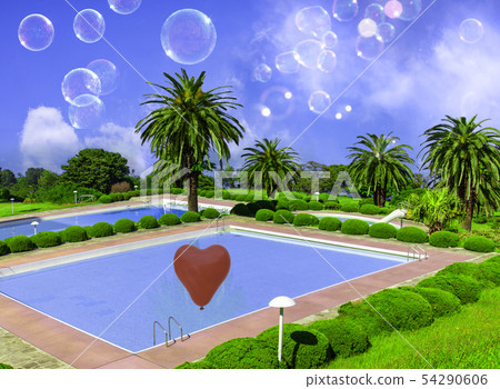 Blue sky pool summer love 54290606