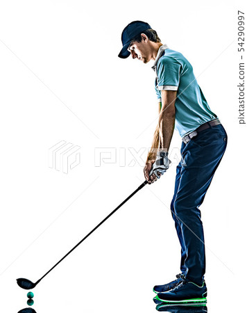Man Golf golfer golfing isolated white background Man Golf golfer golfing isolated white background 54290997