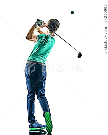 Man Golf golfer golfing isolated white background Man Golf golfer golfing isolated white background 54290999