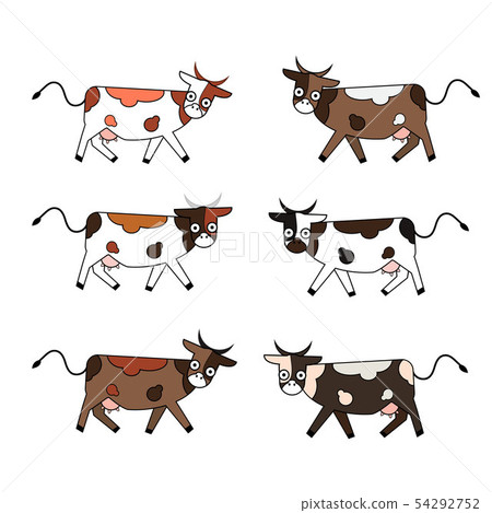 Cute cartoon cow funny illustration, isolated Cute cartoon cow funny illustration, isolated 54292752