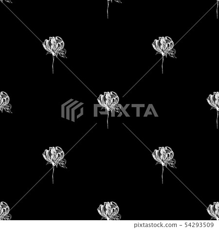 Seamless hand drawn pattern of abstract rose - Stock Illustration ...