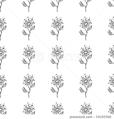 Seamless hand drawn pattern of abstract dandelion - Stock Illustration ...