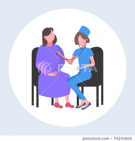 female doctor examining woman patient by stethoscope checking heart beat or breath medicine 54293608