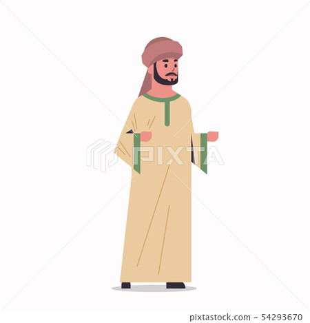 arabic businessman in hijab arab man wearing traditional clothes standing pose arabian male cartoon 54293670