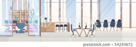 empty no people creative co-working center conference training room with round table workspace 54293672
