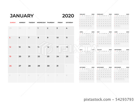 Calendar 2020 template. Calendar planning week. Calendar 2020 template. Calendar planning week. 54293793