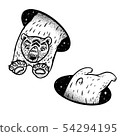 Polar bear in magic teleport. Linear black and white drawing. 54294195