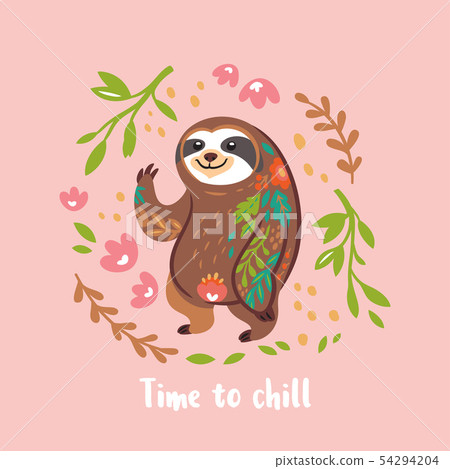 Time to chill. Cute vector sloth bear animal character. Vector illustration Time to chill. Cute vector sloth bear animal character. Vector illustration 54294204