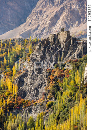 Altit fort surround with colorful autumn pakistan 54295883