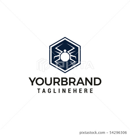 hexagonal Spider Logo Design Vector template - Stock Illustration ...