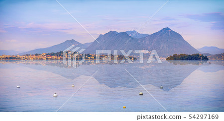 Panorama of Isola Superiore Pescatori island summer sunset Panorama of Isola Superiore Pescatori island summer sunset 54297169