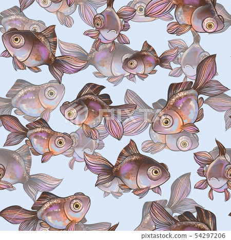 Seamless decorative pattern with goldfish 54297206