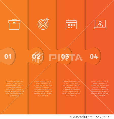 Four steps pieces jigsaw puzzle info graphic. 54298438