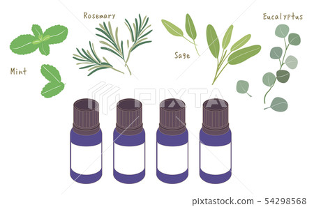 Various herbs · Aroma oil bottle 54298568