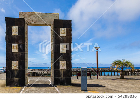 Monument on the waterfront in the harbor Povoacao, Monument on the waterfront in the harbor Povoacao, 54299830