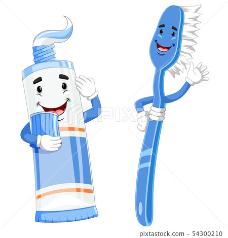toothbrush and toothpaste character are smiling toothbrush and toothpaste character are smiling 54300210