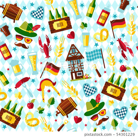 Seamless pattern with oktoberfest celebration - Stock Illustration ...
