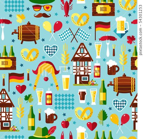 Seamless pattern with oktoberfest celebration - Stock Illustration ...