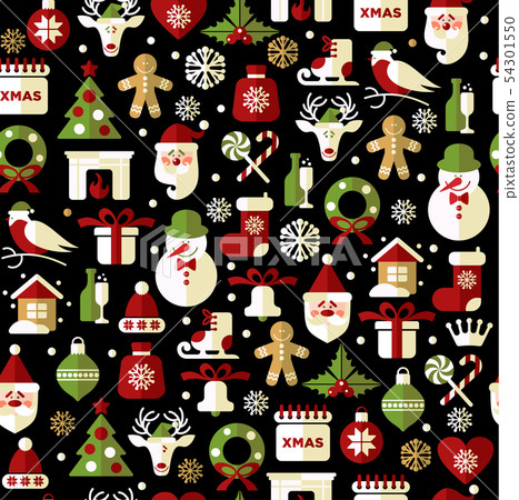 Christmas seamless pattern of icons. Christmas seamless pattern of icons. 54301550