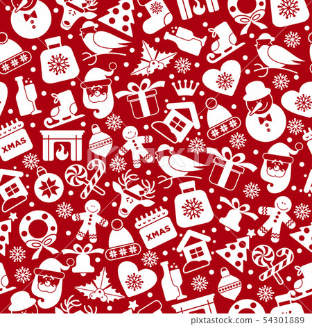 Christmas seamless pattern of icons of flat style. - Stock Illustration ...