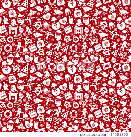 Christmas seamless pattern of icons of flat style. - Stock Illustration ...