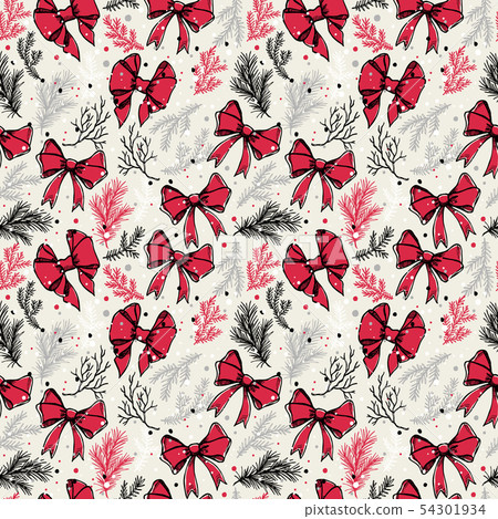 Christmas seamless pattern with christmas bows - Stock Illustration ...