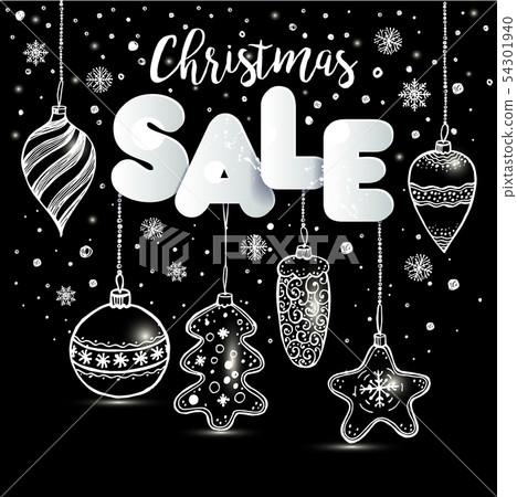 New Year s toys hand drawn style on black with and 54301940